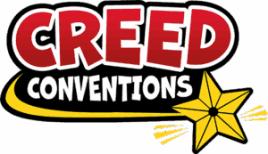 Creed Conventions logo with star on yellow background
