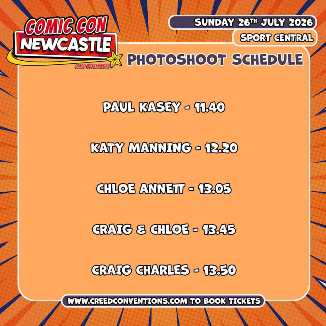 Comic Con Newcastle 2026 photoshoot schedule poster