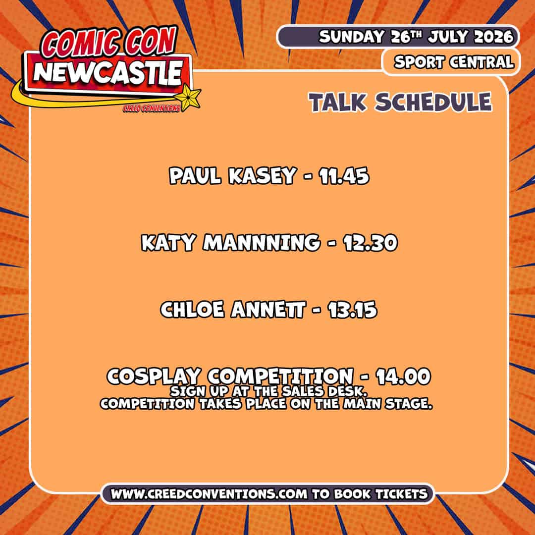 Comic Con Newcastle talk schedule poster